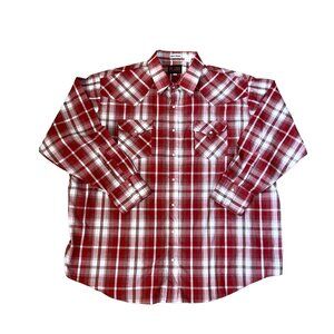 RED PLAID PEARL SNAP SHIRT SIZE 2X BIG MAN WESTERN ROCKABILLY PLAINS MENS